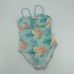 Janie & Jack Floral Print One Piece Swimsuit Kids Girls 10 Swim